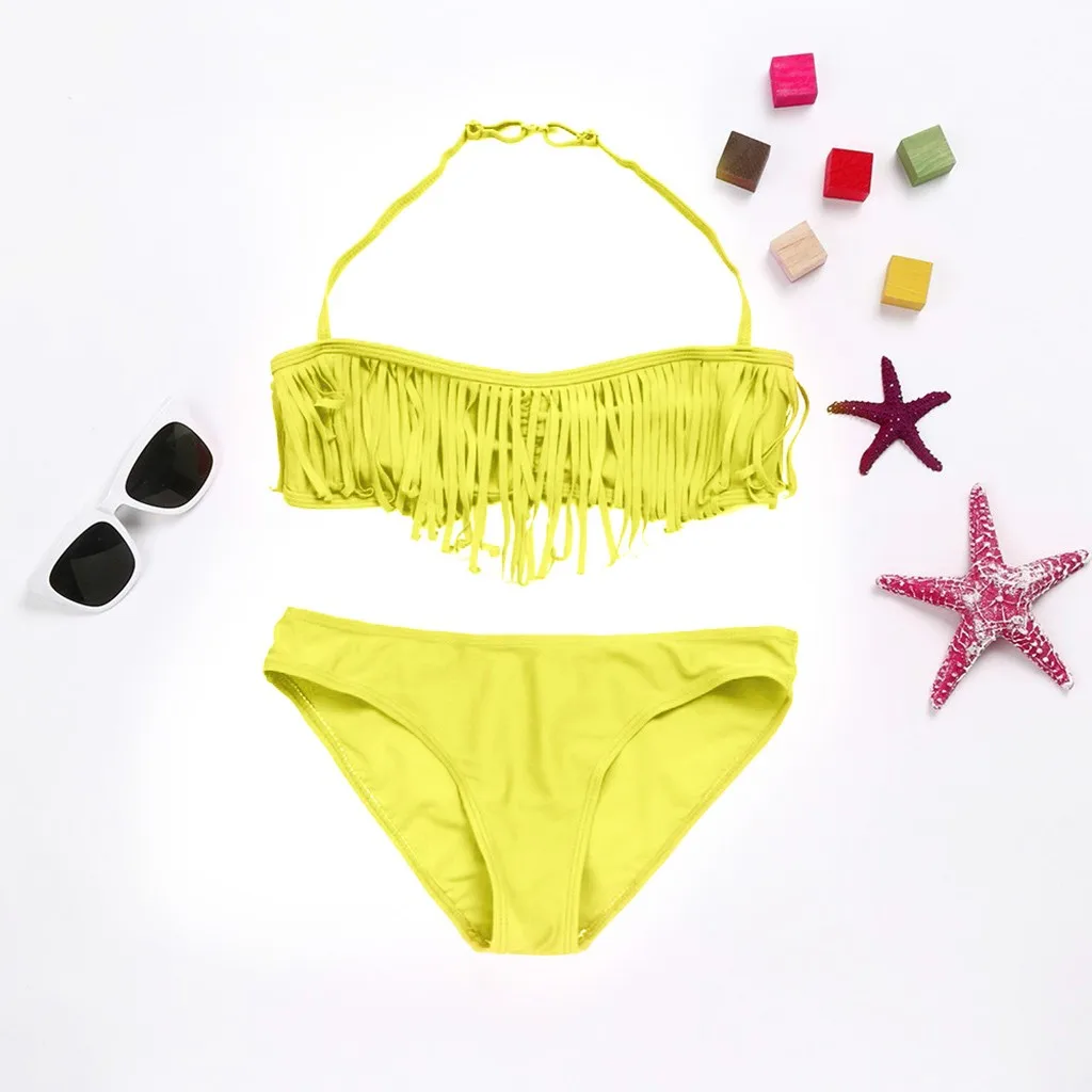 Perimedes/комплекты одежды для малышей Praia Biquini Infantil однотонный комплект бикини с