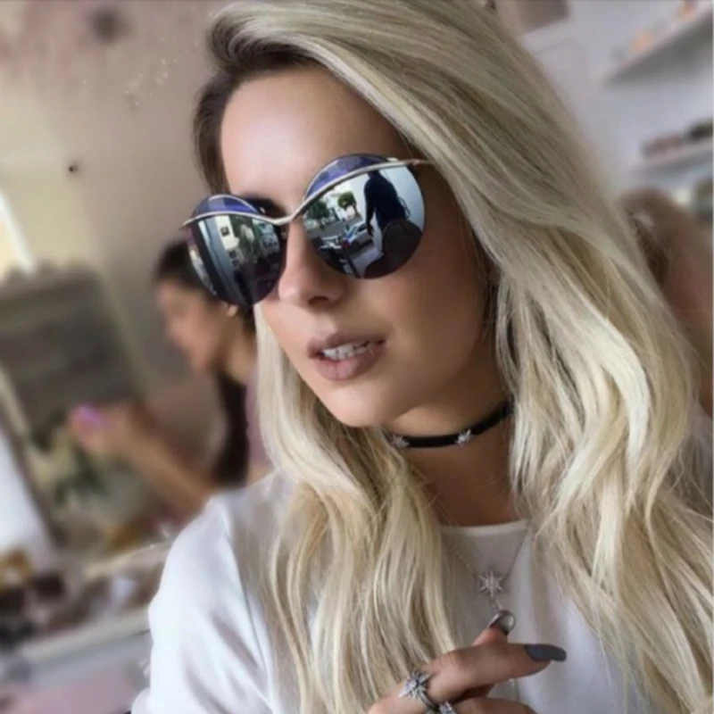 Солнцезащитные очки для женщин винтажные круглые зеркальные бровей 2018|oculos de sol