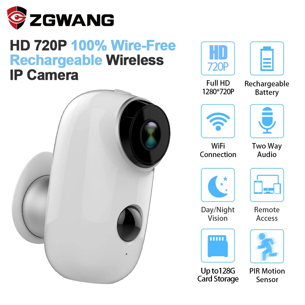 ZGWANG 100% безпроводная CCTV Wifi ip камера наружная IP65 влагозащищенная перезаряжаемая