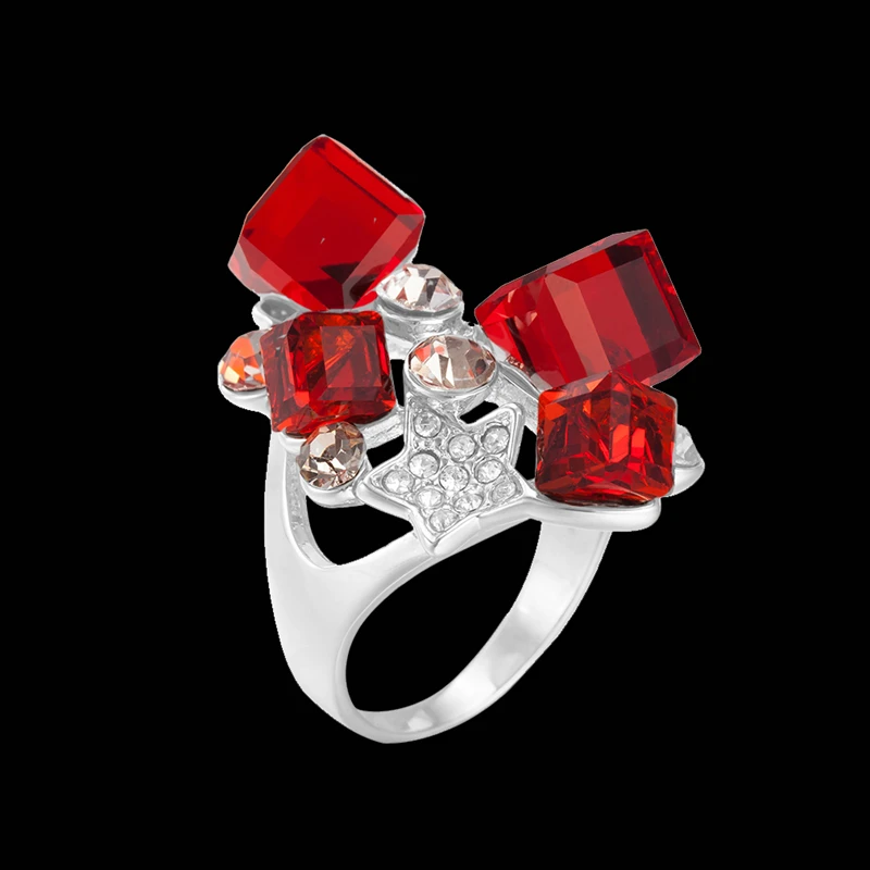 Странные красные гранат кристалл посеребренный Argent для женщин кольцо США #