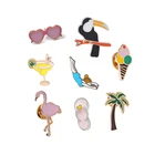 Металлические тапочки птица мороженое апельсины кокосовое дерево Спортивные Девушки Солнцезащитные очки брошь для одежды куртка сумка со значком Ювелирные изделия Подарки для девочек