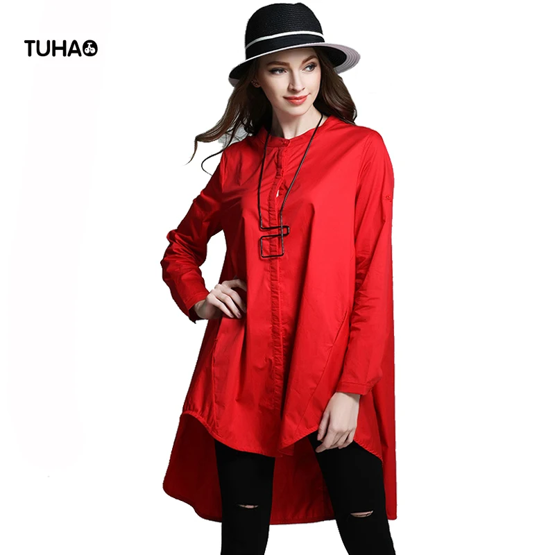 

Рубашка женская свободного покроя, модная размера плюс блузка, однотонная Асимметричная Повседневная Верхняя одежда, TB6130, весна-осень