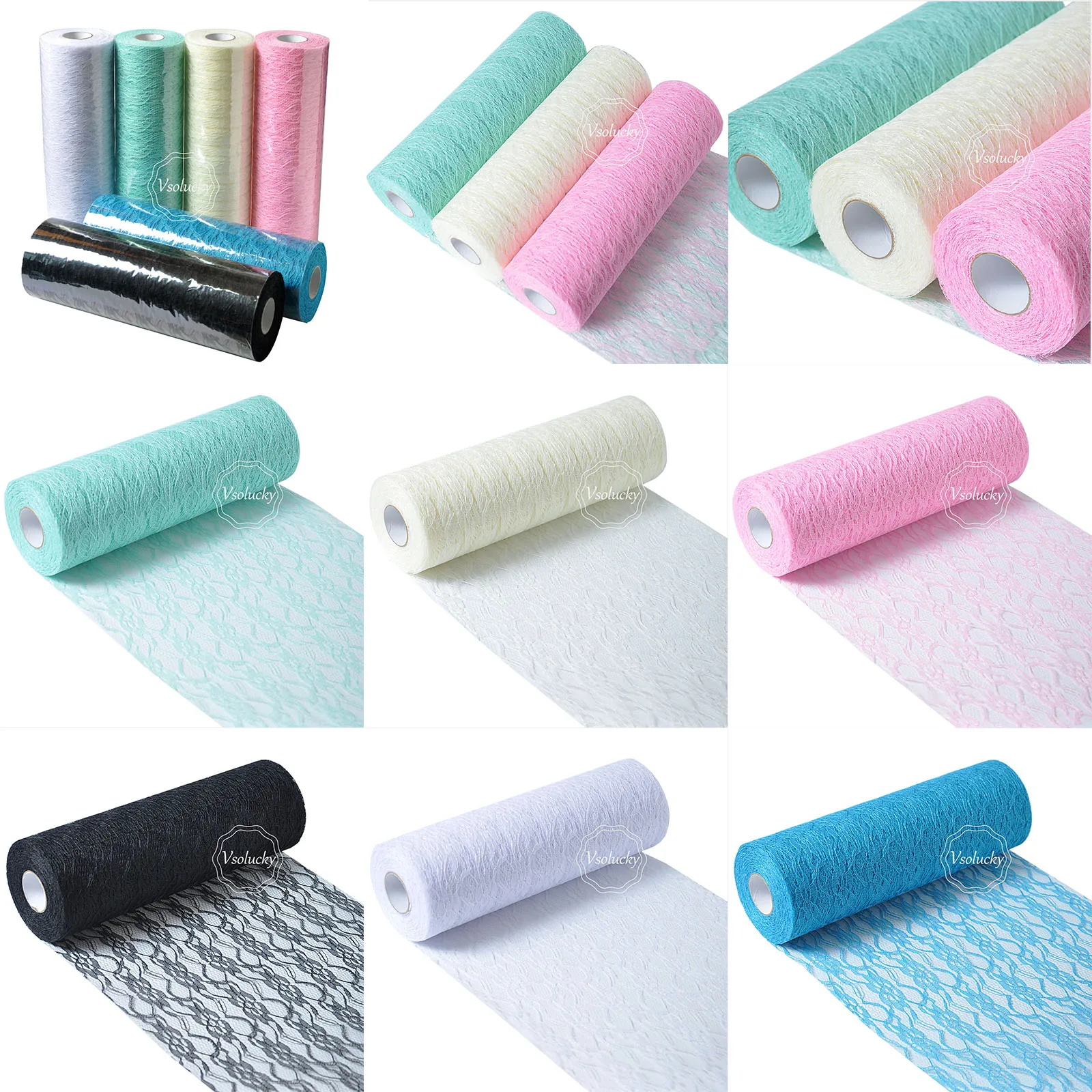 5 Rolls 12 &quotx 25 ярдов кружева на рулон ленты DIY плетение ткани свадьба стул Sash Таблица