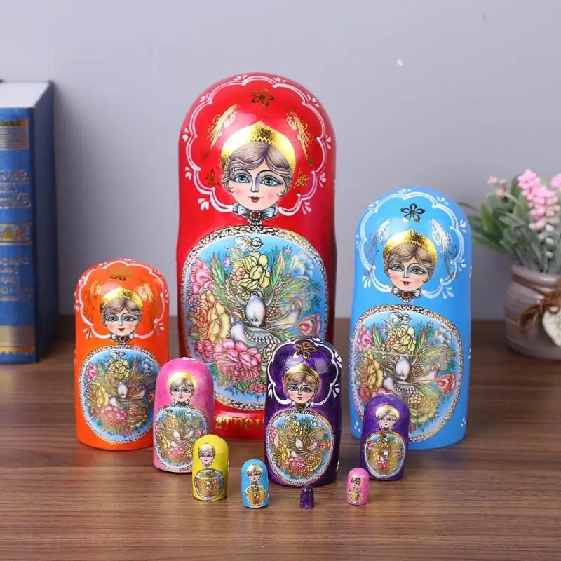 Розовый 8 шт./набор, липа, Русская Матрешка, медведь, ухо, Матрешка, куклы, подарок, русская традиционная особенность, этнический стиль, унисекс, куклы - Цвет: Розовый