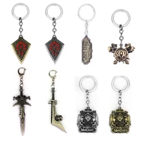 game world of warcraft keychain engraved wow logo metal keyring weapon pendant key chains for man dropshipping