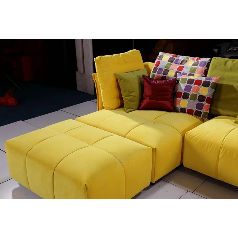 Яркий желтый цвет бархат диван набор современная мебель для гостиной кресло |