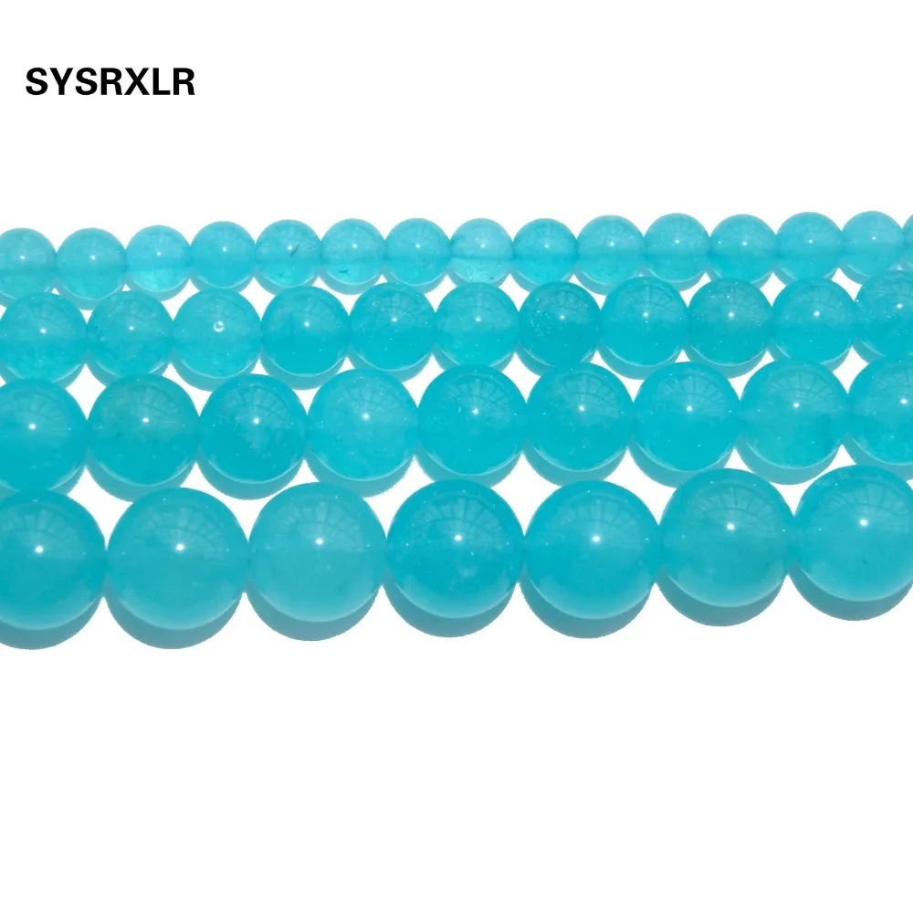 Wholesale Natural Stone Light Blue Chalcedony Jades Round Beads For Jewelry Making DIY Bracelet Necklace 6 8 10 12 MM Strand | Украшения и
