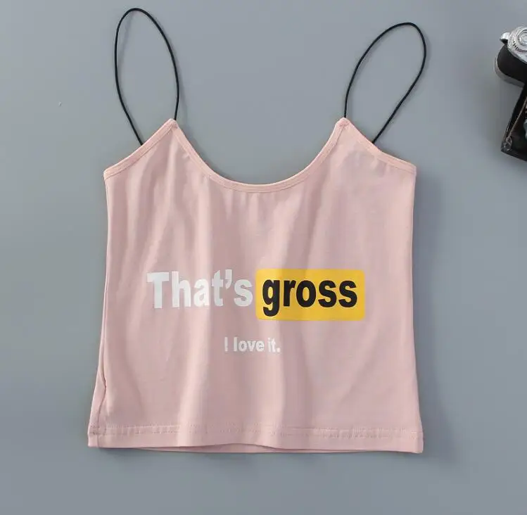 Для женщин, harajuku, Женская майка, розовая, сексуальная, thats gross, I love it, с буквенным узором, милая, кроп-топ, кроп-топ, camis