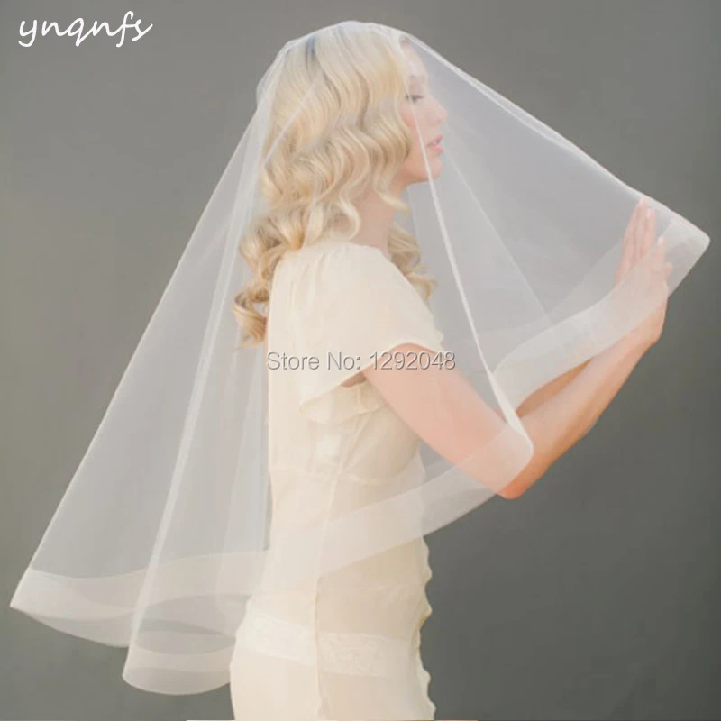 Real Boned Edge One Layer 1.5m Long Voile de Mariee Velo Simple Short Wedding Veil  Bridal Veil Blusher Veil YNQNFS WV2