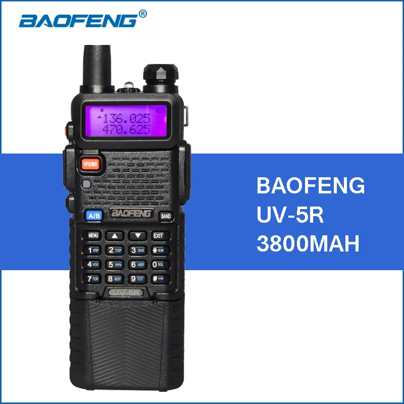 Baofeng UV 5R портативная рация 3800 мАч 5 Вт VHF UHF Двухдиапазонная UV5R двухсторонняя Ham CB