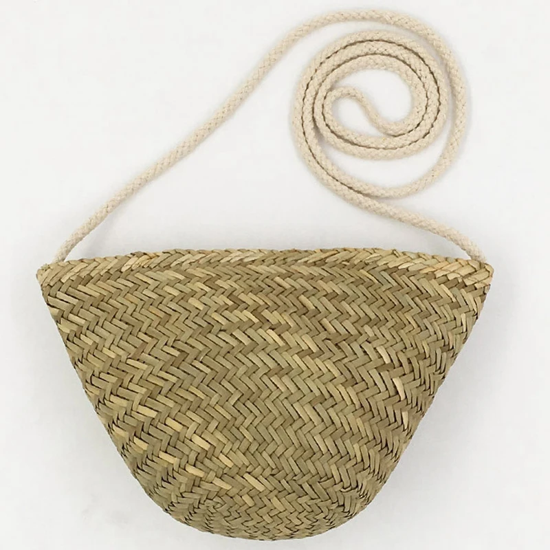 

Bohemian Hand Woven Straw Beach Bag Summer Woman'S Shoulder Bag Rush Rattan Messenger Bags Travel Cell Phone Pouch
