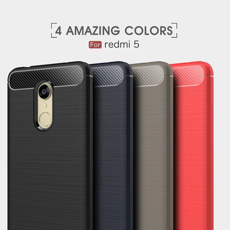Мягкий силиконовый чехол для Xiaomi Redmi 5 из углеродного волокна с защитой от