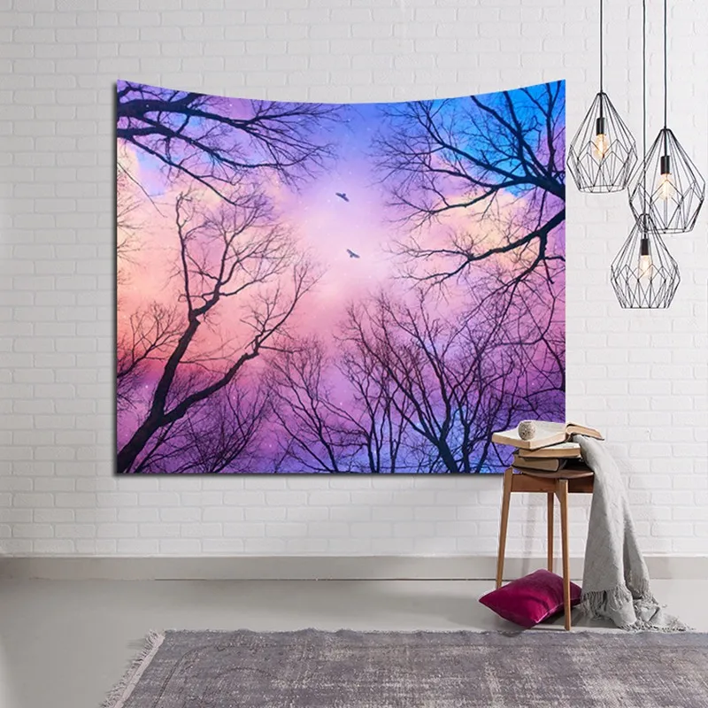 TOX Bohemian Tapestry landscape Printed Red Green Blue Brown Wood Forest Decorative Square Wall Hanging Throw Bedspread | Дом и сад
