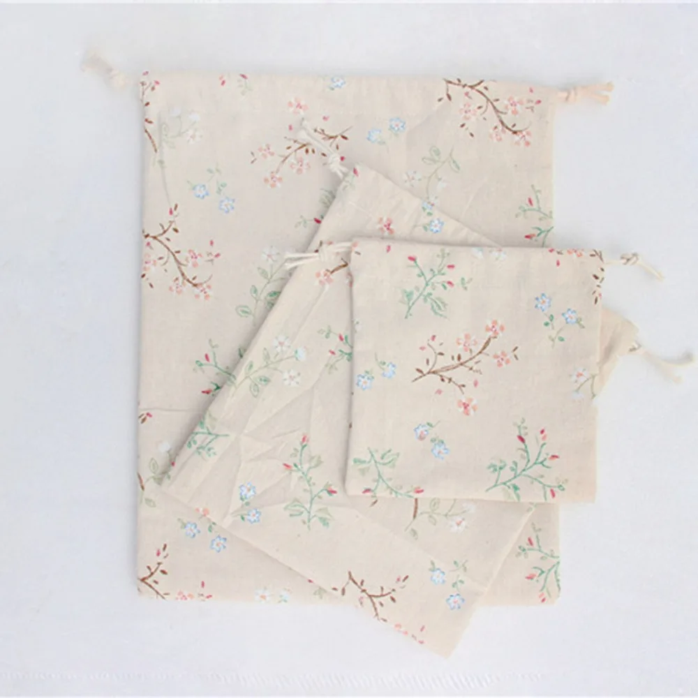 Подарочные мешки из ткани цвета слоновой кости с цветком винтажные сумки на