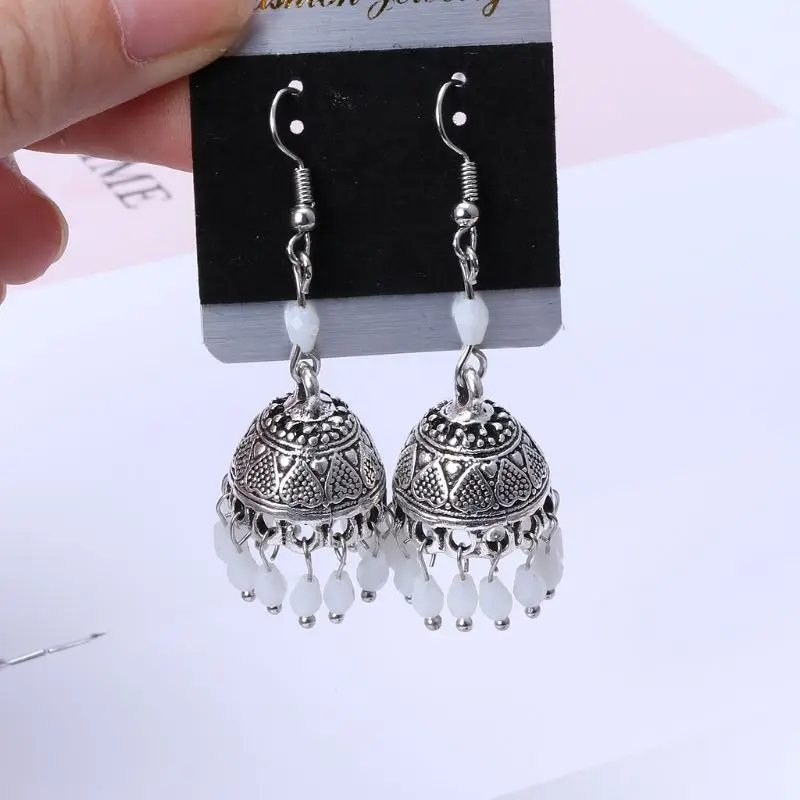 Ретро Индийский Болливуд Jhumka Jhumki Кристалл женские висячие серьги Этническая
