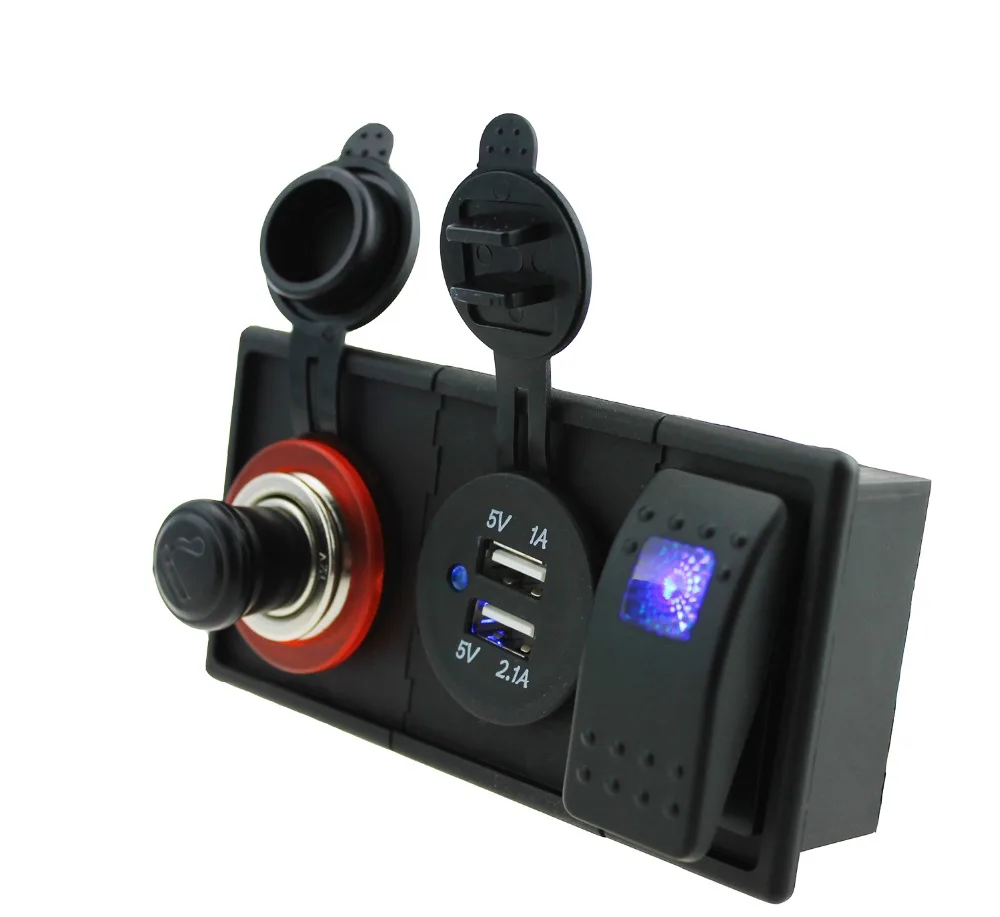DC12V 24V 3.1A Dual USB прикуривателя с кулисный переключатель держатель Корпус комплект