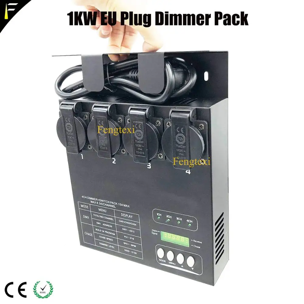 Новый 4CH Euro Plug Stage Light диммерный блок 1kw каждый канал DMX переключение контроллера