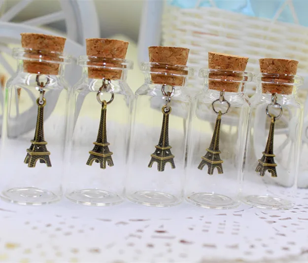 

Hot sale Vintage pendant small mini wishing bottle,10 ml cork bottle glass bottles tower, wishing bottles of creative gift