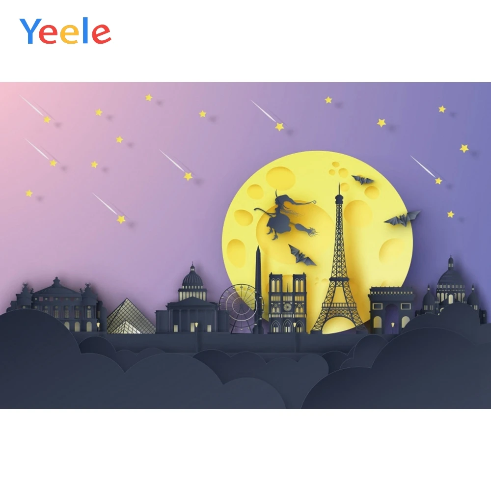 Yeele Хэллоуин Ночь Луна замок ведьмы Метеор летучая мышь фотографии фоны
