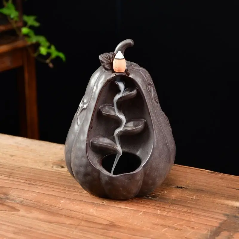Creativity Fruit Shape Incense Burner Apple Pear Waterfall Ceramic Retro Lotus Vase Stick Holder Decro | Дом и сад