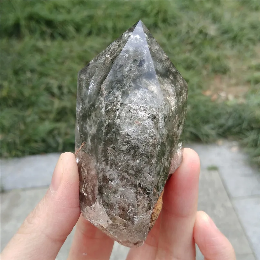Потрясающий призрак кварц палочка Phantom Himalaya живописный КРИСТАЛЛ ТОЧКА стоящий