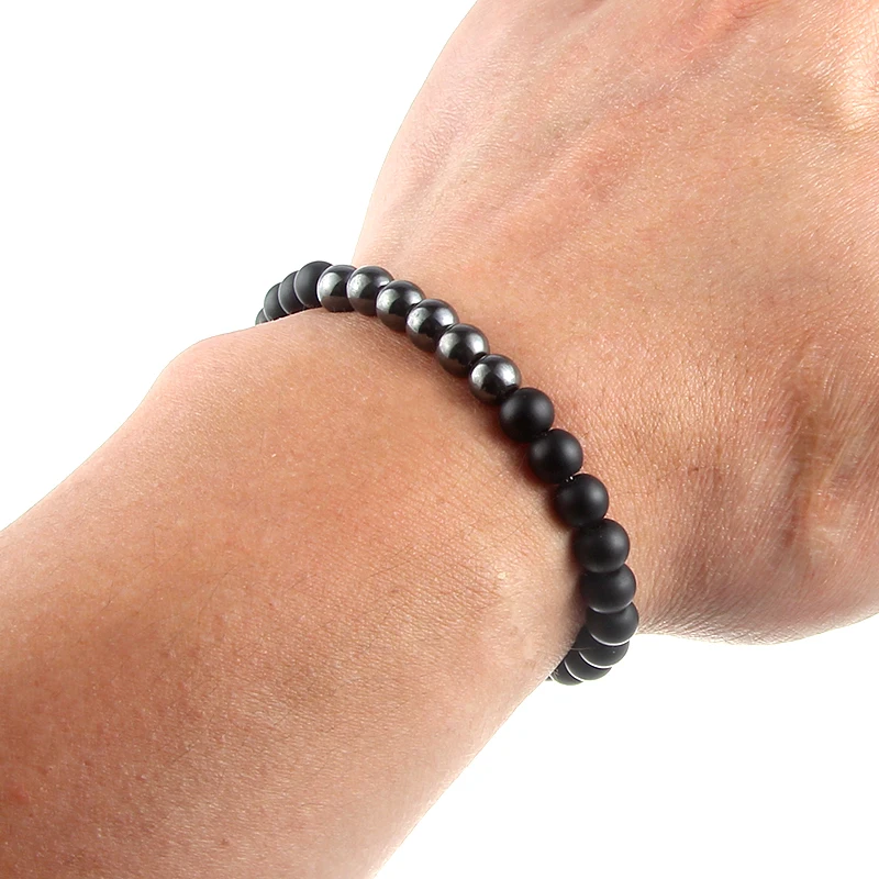 Women Black Natural Stone Bracelet Beads Hematite Therapy Health Care Magnet Men's Jewelry | Украшения и аксессуары