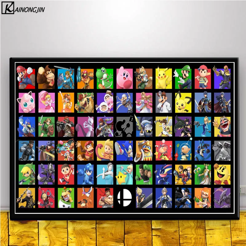 014 Постеры и принты Super Smash Bros Ultimate Аниме Арт плакат Настенная картина холст живопись украшение дома комнаты - Цвет: 014