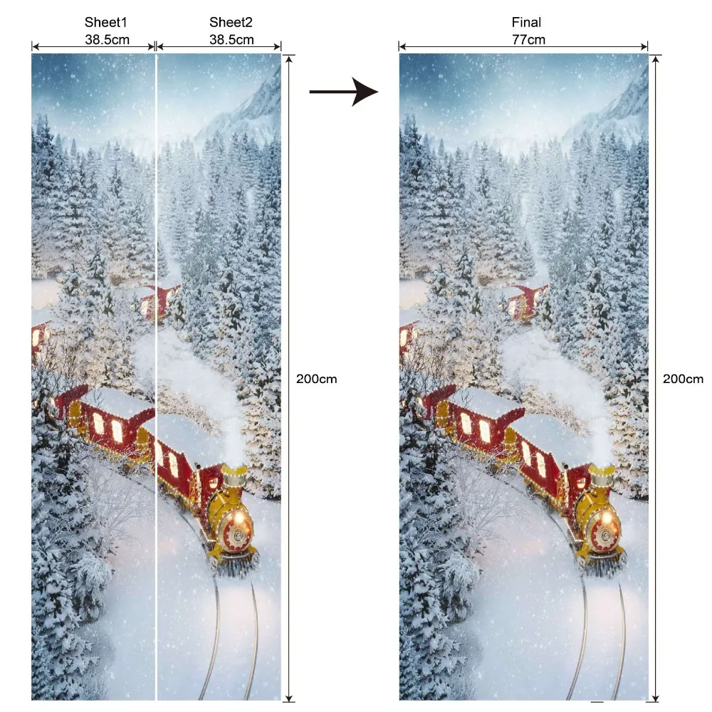 Креативные 3D наклейки на дверь рождественские самоклеющиеся обои