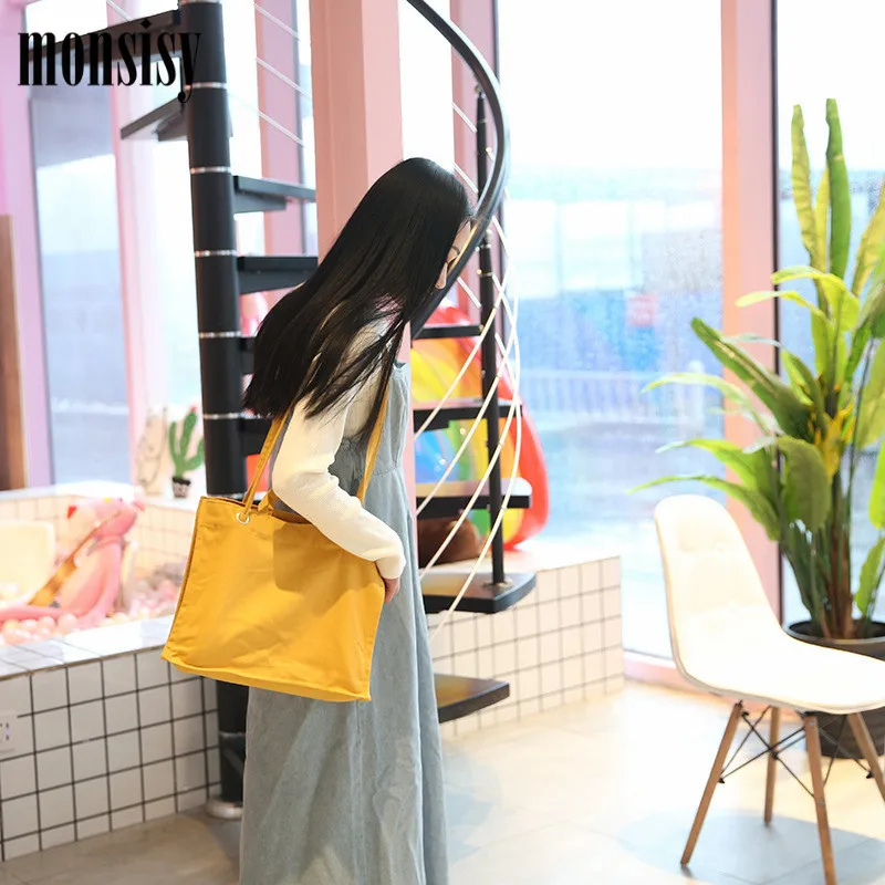 Monsisy Heavy Duty Shopping Bag Tote Women Shoulder Canvas Travel School Books Handbag Fashion Girls Portable | Багаж и сумки