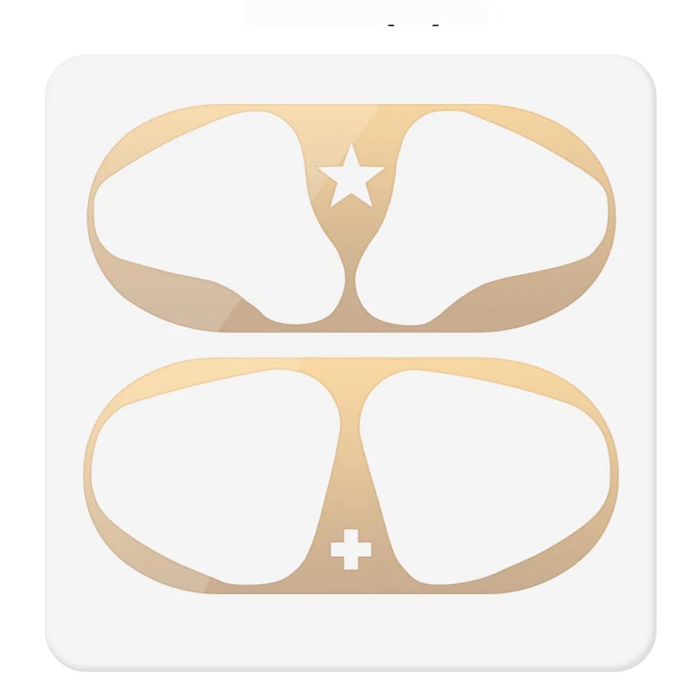 gold-star Рисунок лошади/инопланетянина/кошки лапы ультра тонкий защитный чехол металлическая пленка наклейка защита от пыли для AirPods Airpod 1/2 - Цвет: gold-star