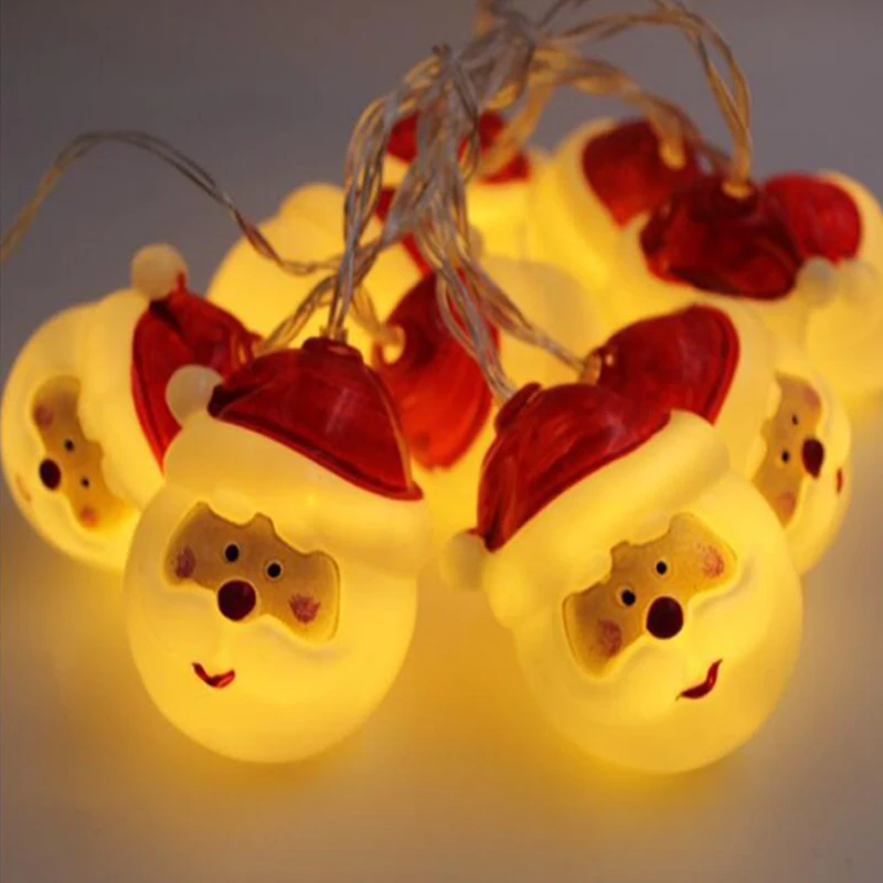 10 LED Light String Bulb Santa Claus Head Battery Fairy Strings for Home Interior Christmas Tree Party Decorating Room | Дом и сад