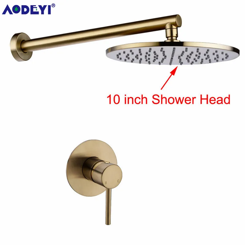 40 MM Arm 10 Inch B Твердый латунный матовый золотой душевой набор Rianfall, душевая головка, смеситель для душа, настенный смеситель для душа, набор для воды - Цвет: 40 MM Arm 10 Inch B