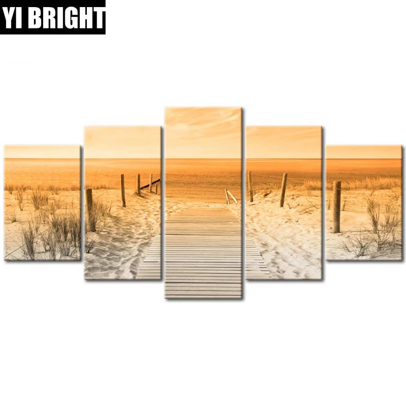 

5PCS diy handmade Square/Round diamond painting"Seaside beach"diamond embroidery sale stitch kit Diamond Mosaic home living XPZ