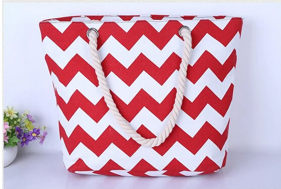 Большая Холщовая Сумка тоут с принтом в полоску женская летняя повседневная