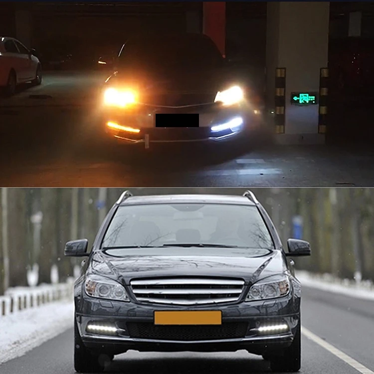 2Pcs 12V Sequential Flowing Car Led Daytime Running Light Drl + Yellow Turn Signal Super White Fog Lamp | Автомобили и мотоциклы