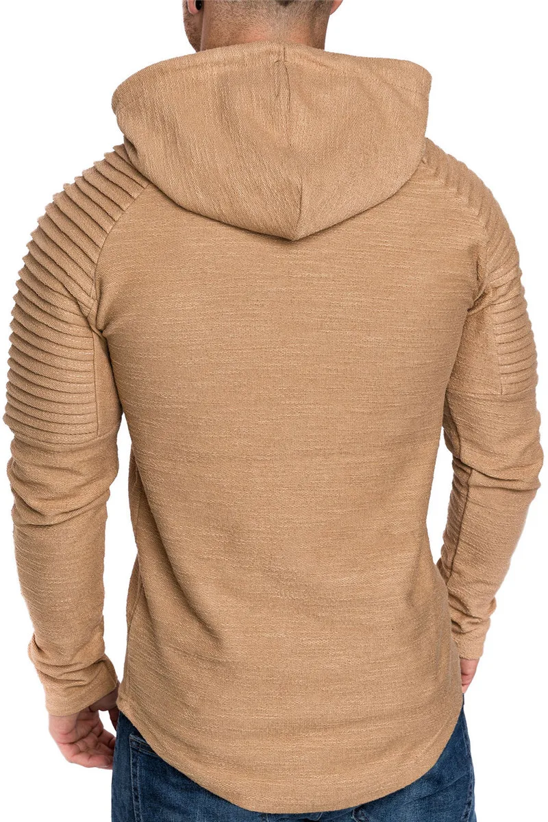 Rocksir Hip Hop Autumn Winter Men Hoodies Fashion Folds Sleeves Hoody Sweatshirt Male Casual Striped Hoodie Pullover Moletoms | Мужская