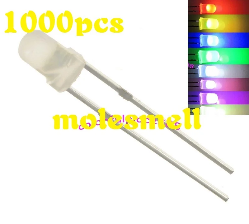 

1000pcs 3mm RGB Rainbow Fast Flashing diffused Red Green Blue LED