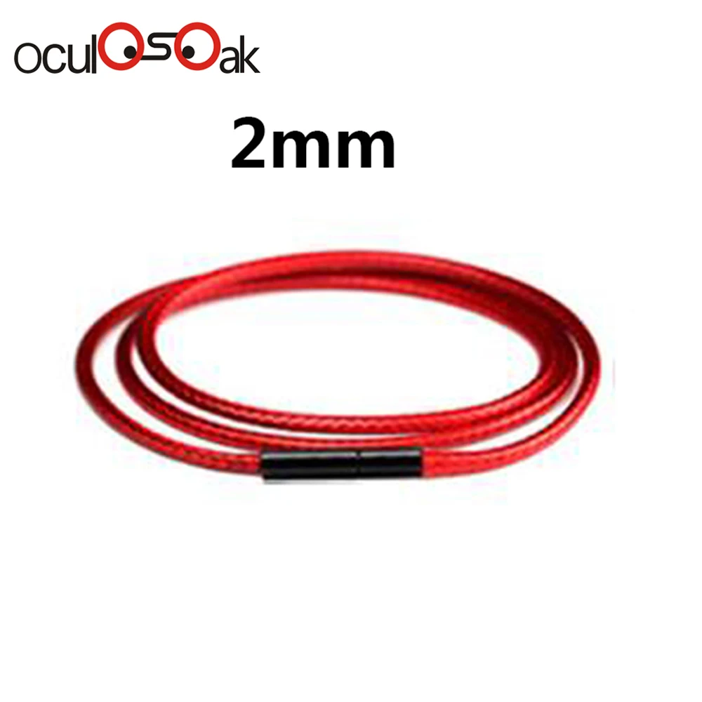Red 2mm Высокое качество, 1,5 мм, 2 мм, 3 мм, шнур для ожерелья, кожаный шнур, восковая веревка, цепь с застежкой из нержавеющей стали, для самостоятельного изготовления ожерелья, ювелирных изделий - Цвет: Red 2mm
