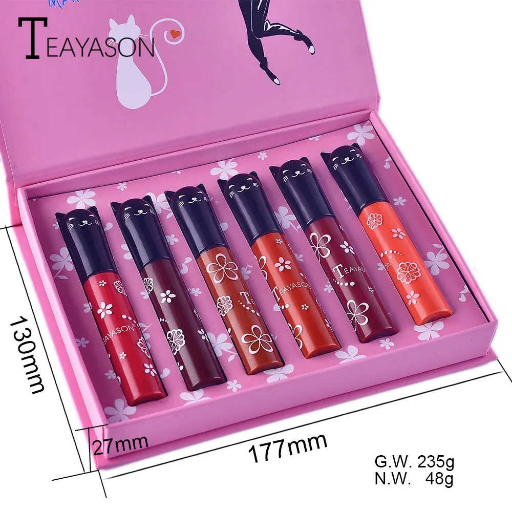 Teayason 6 шт./компл. бархатный матовый блеск для губ водостойкая длительное время
