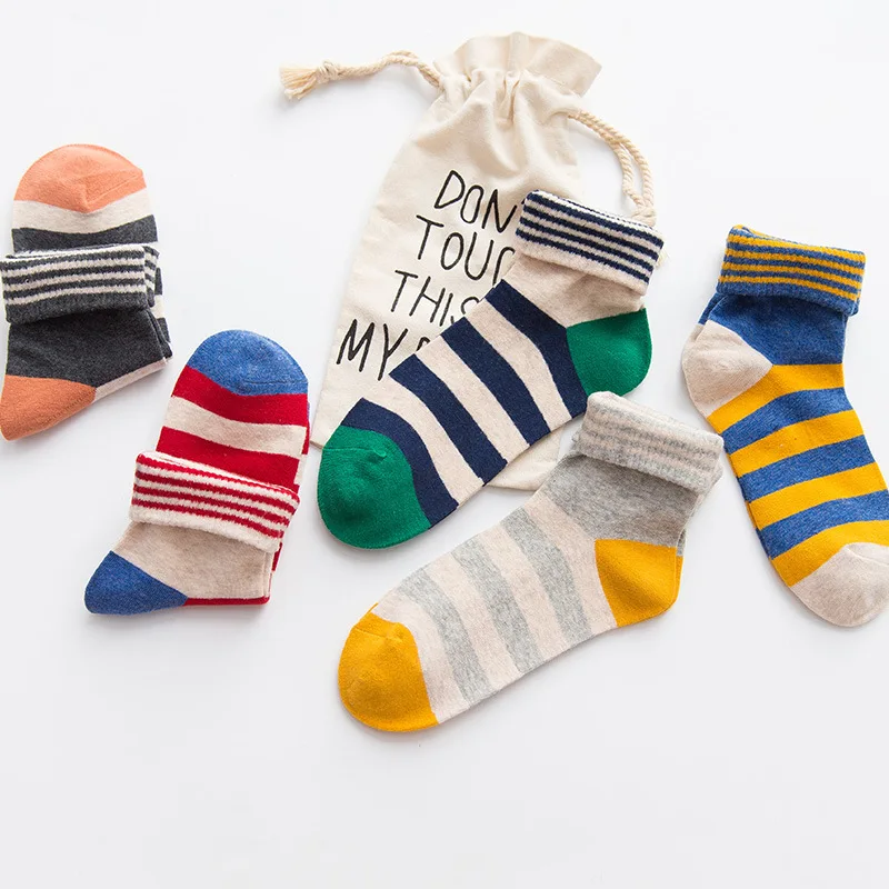 

Носки женские в полоску Harajuku Забавные милые корейские стильные короткие зимние теплые женские спортивные носки из чесаного хлопка для дево...
