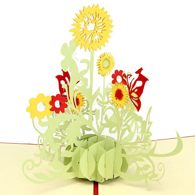 3D всплывающие поздравительные открытки Подсолнух день рождения матери День