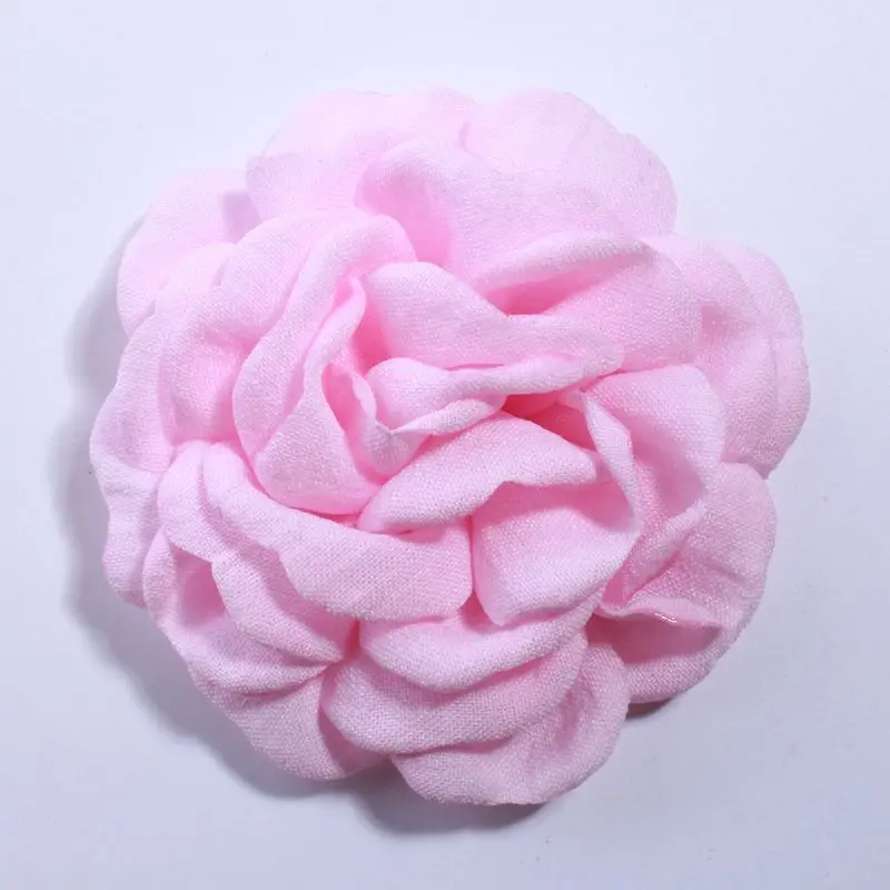 Pink 10 шт., 8 см, 3 дюйма, модные корейские цветы из пеньковой ткани для волос на заколках, прекрасный цветок камелии для повязки на голову, выберите цвет - Цвет: Pink