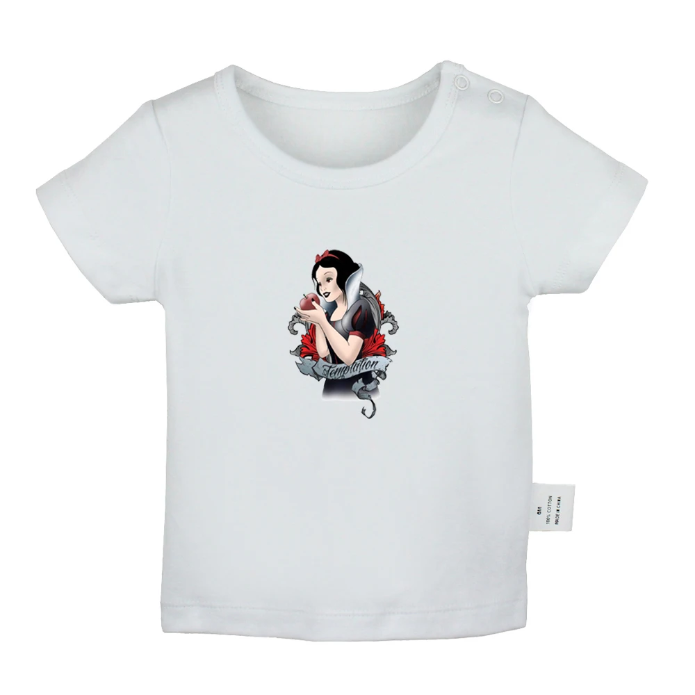 Stained Glass Princess Snow White with Flowers Design Newborn Baby T-shirts Toddler Graphic Solid color Short sleeve Tee Tops |