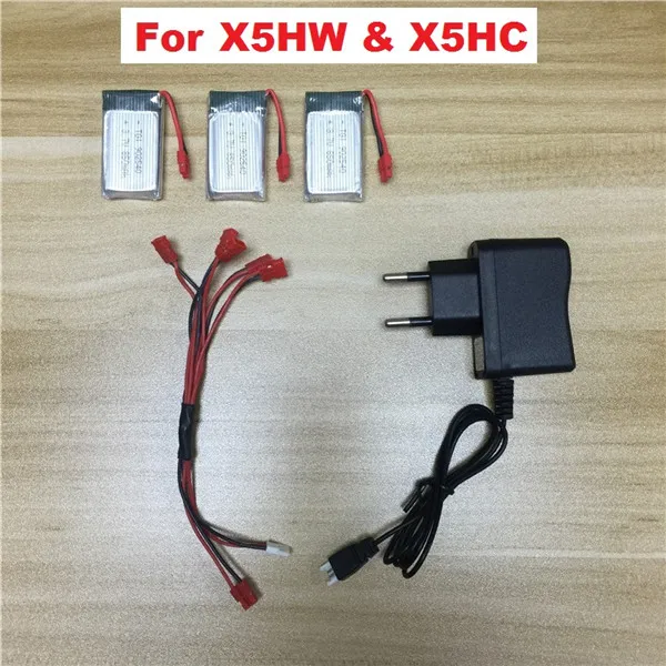3x850 HW Teeggi 850mAh 3,7 V LiPo батарея+ евро вилка AC зарядное устройство для SYMA X5C X5 X5SW X5HW X5HC RC Дрон Квадрокоптер запасные части батареи - Цвет: 3x850 HW