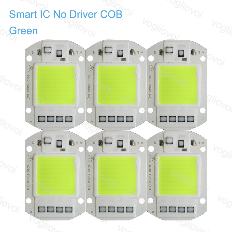 Vogliovoi светодиодный чип, COB 20W 30W 50W AC220V красного, зеленого и синего цвета умная ИС(интеграционная схема) не нужен драйвер Светодиодный лампа для DIY прожектор
