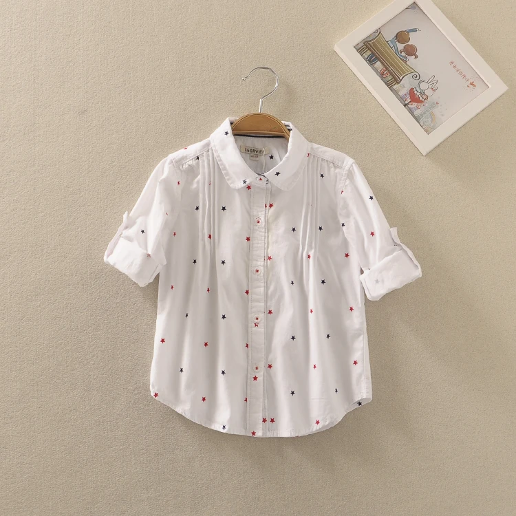 Новое поступление весенне-осенние блузки для маленьких девочек с принтом звезды