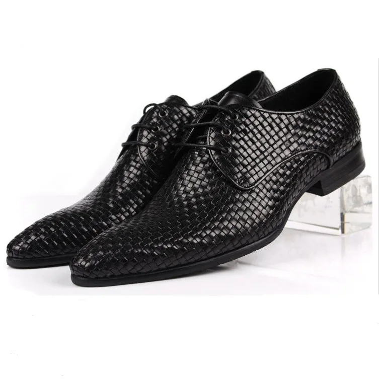 Woven Design Pointed Toe Summer Mens Business Shoes Genuine Leather Dress Male Formal Wedding | Обувь