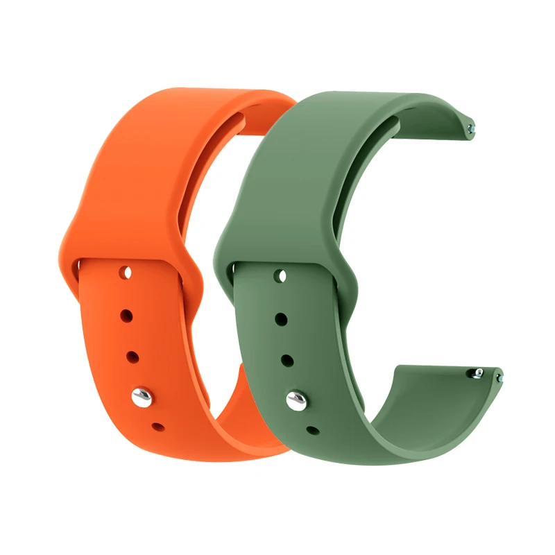 Orange Army Green 18 мм 20 мм 22 мм 2 шт силиконовый ремешок для часов gear S2 ремешок для samsung gear S3 Classic Frontier Galaxy Watch Amazfit Bip браслет - Цвет ремешка: Orange Army Green
