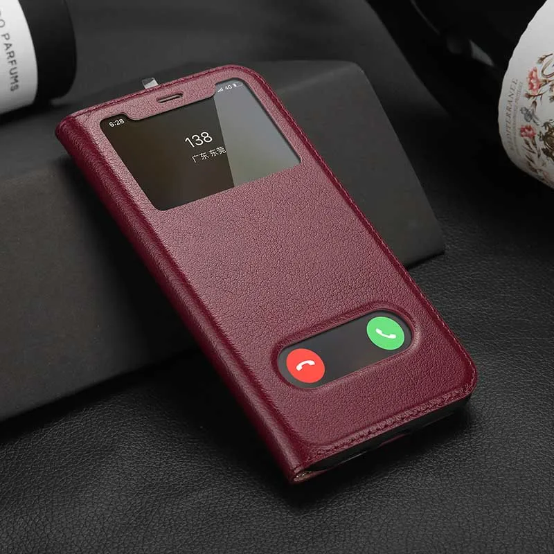 Бордовый SophiaLong чехол s для iPhone XS XR чехол из натуральной кожи чехол для iPhone X XS Max роскошный флип-чехол дисплей 10 S Coque Fundas - Цвет: Бордовый