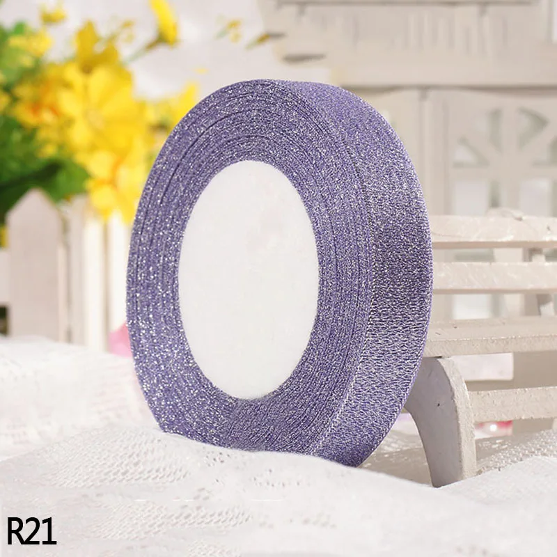 25 ярдов 25 мм шелковая атласная лента с блестками Радуга Ribon DIY лук Ремесло швейная ткань цветок изготовление свадьбы Рождество navidad Декор - Цвет: R21
